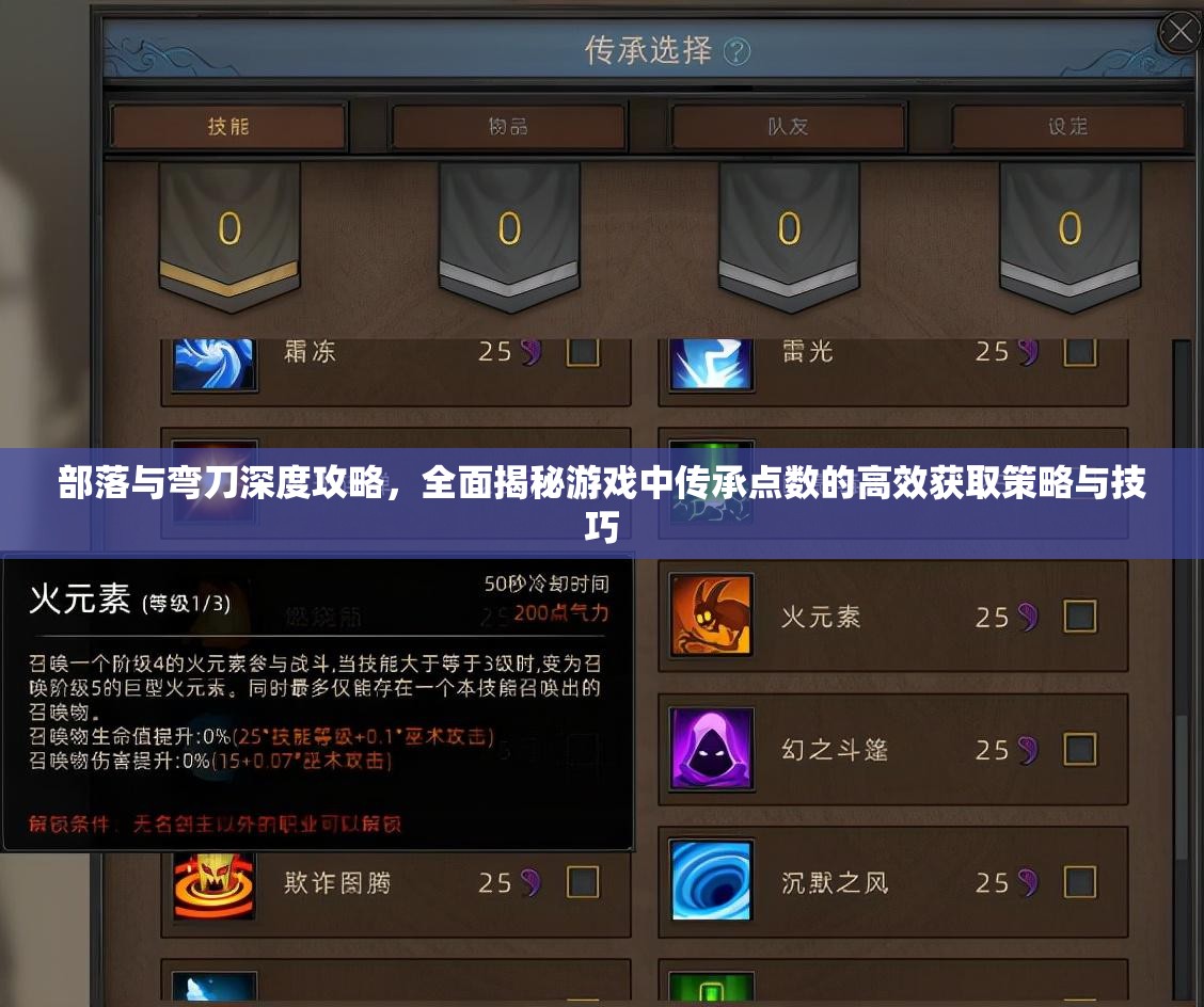 部落与弯刀深度攻略，全面揭秘游戏中传承点数的高效获取策略与技巧