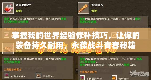 掌握我的世界经验修补技巧，让你的装备持久耐用，永葆战斗青春秘籍