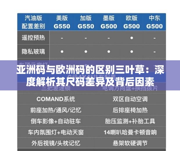 亚洲码与欧洲码的区别三叶草：深度解析其尺码差异及背后因素