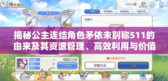 揭秘公主连结角色矛依未别称511的由来及其资源管理、高效利用与价值最大化策略