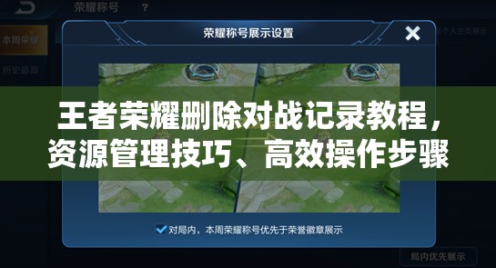 王者荣耀删除对战记录教程，资源管理技巧、高效操作步骤与隐私保护指南
