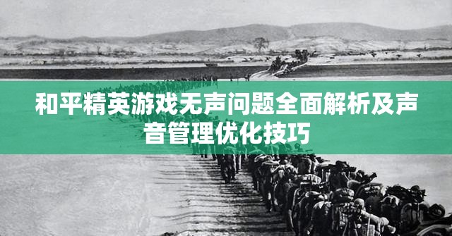 和平精英游戏无声问题全面解析及声音管理优化技巧