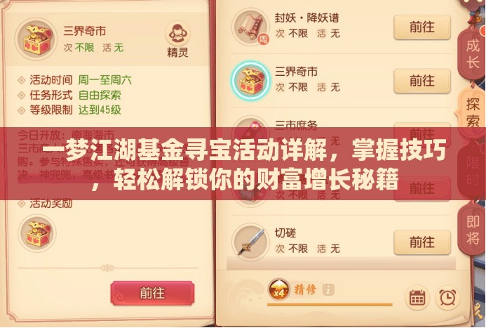 一梦江湖基金寻宝活动详解，掌握技巧，轻松解锁你的财富增长秘籍