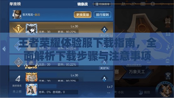 王者荣耀体验服下载指南，全面解析下载步骤与注意事项
