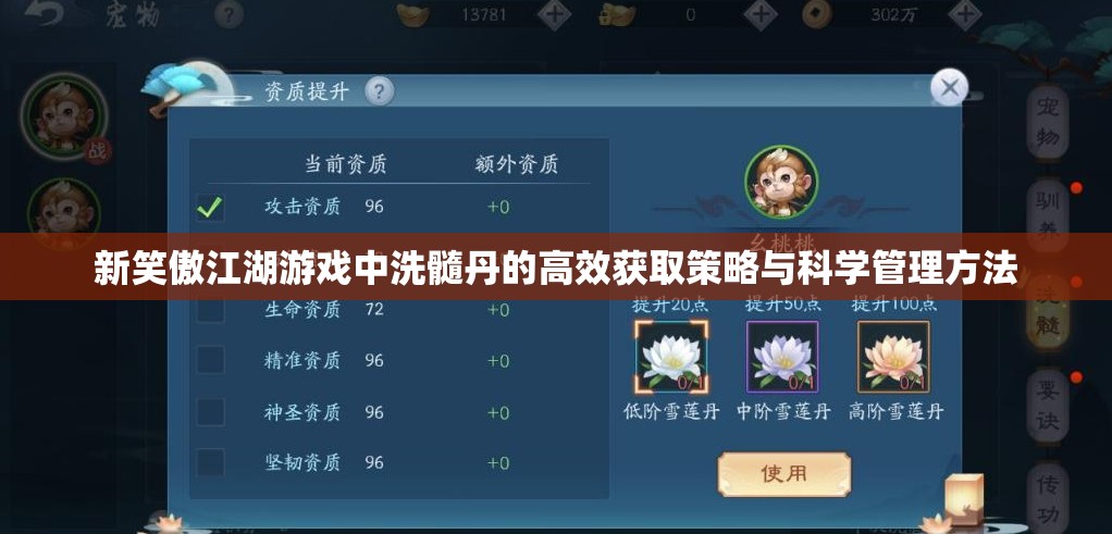 新笑傲江湖游戏中洗髓丹的高效获取策略与科学管理方法