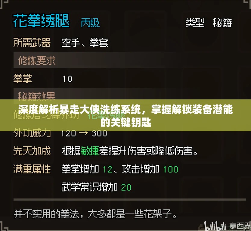 深度解析暴走大侠洗练系统，掌握解锁装备潜能的关键钥匙