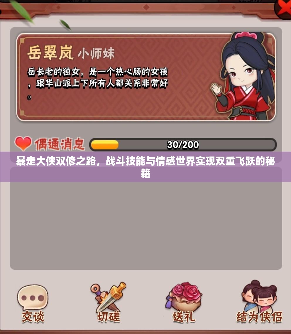 暴走大侠双修之路，战斗技能与情感世界实现双重飞跃的秘籍
