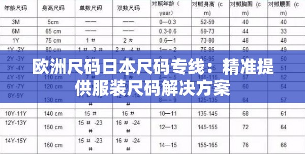欧洲尺码日本尺码专线：精准提供服装尺码解决方案