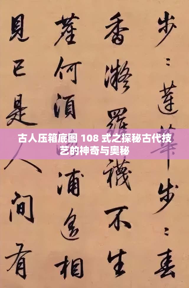 古人压箱底图 108 式之探秘古代技艺的神奇与奥秘