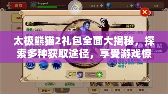 太极熊猫2礼包全面大揭秘，探索多种获取途径，享受游戏惊喜连连不停歇