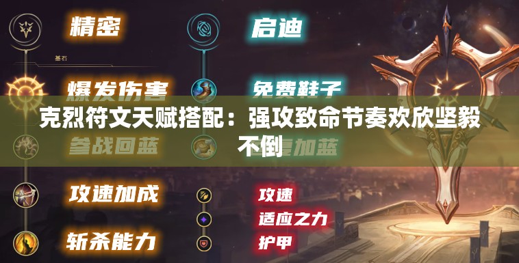 克烈符文天赋搭配：强攻致命节奏欢欣坚毅不倒