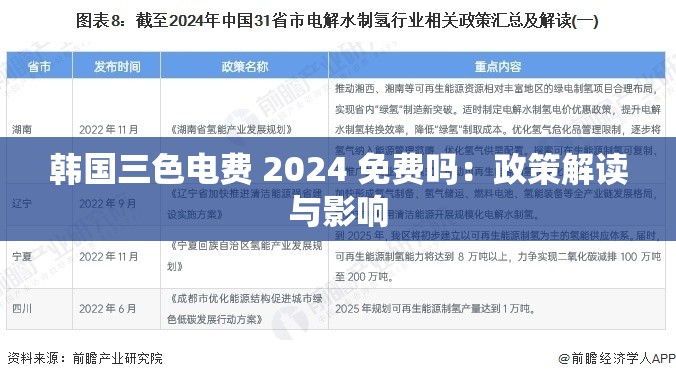 韩国三色电费 2024 免费吗：政策解读与影响