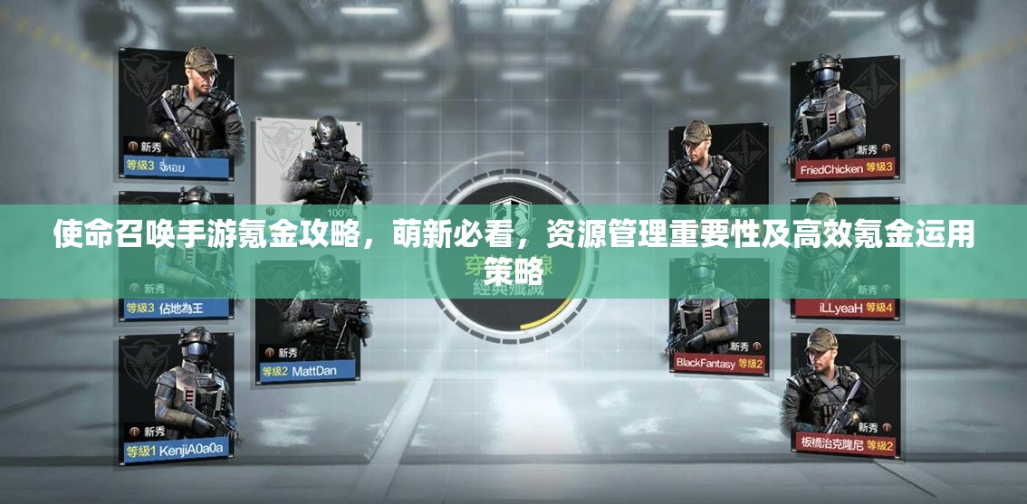 使命召唤手游氪金攻略，萌新必看，资源管理重要性及高效氪金运用策略