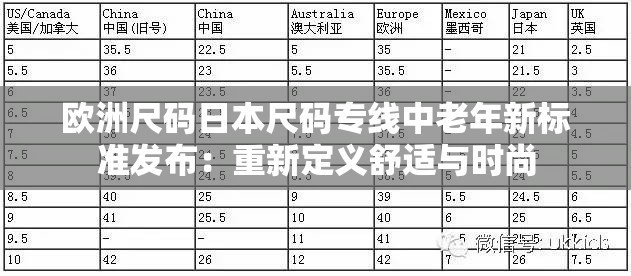 欧洲尺码日本尺码专线中老年新标准发布：重新定义舒适与时尚