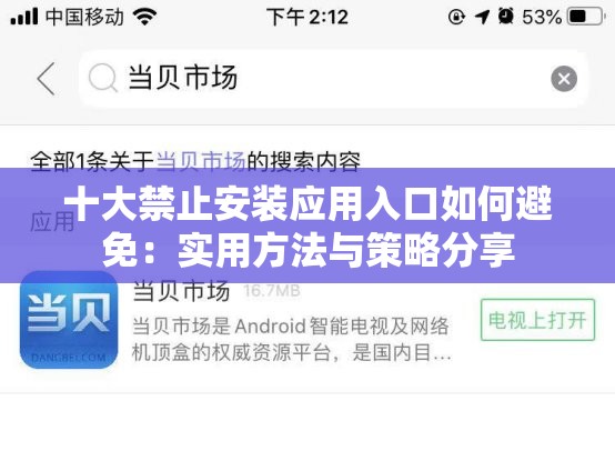 十大禁止安装应用入口如何避免：实用方法与策略分享