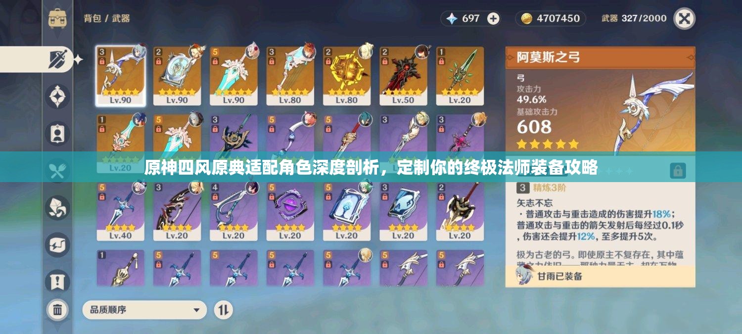 原神四风原典适配角色深度剖析，定制你的终极法师装备攻略