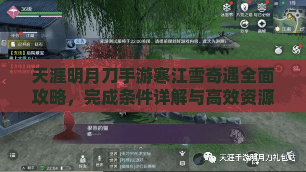 天涯明月刀手游寒江雪奇遇全面攻略，完成条件详解与高效资源管理技巧