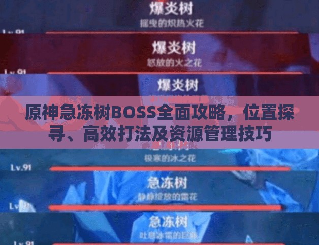 原神急冻树BOSS全面攻略，位置探寻、高效打法及资源管理技巧