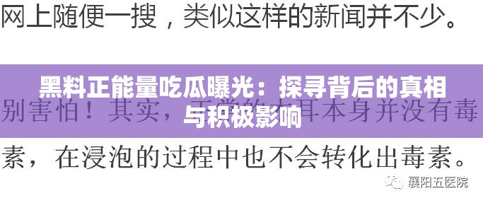 黑料正能量吃瓜曝光：探寻背后的真相与积极影响