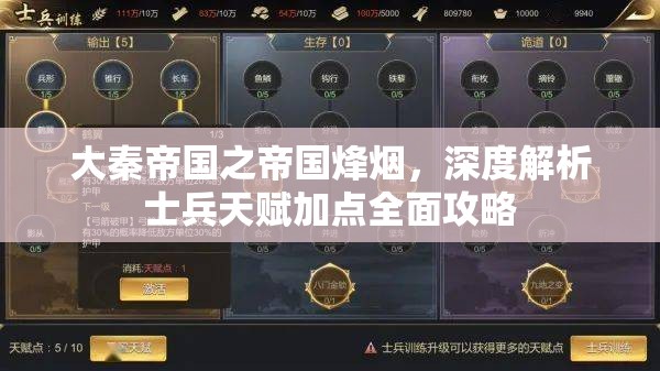 大秦帝国之帝国烽烟，深度解析士兵天赋加点全面攻略
