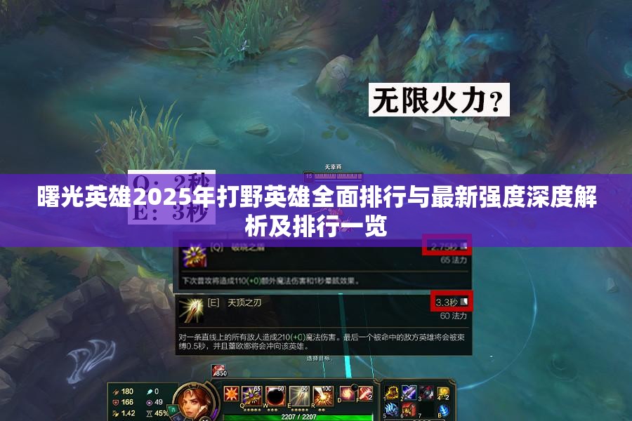 曙光英雄2025年打野英雄全面排行与最新强度深度解析及排行一览