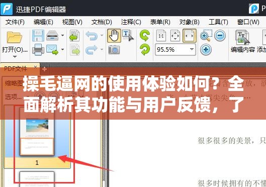 操毛逼网的使用体验如何？全面解析其功能与用户反馈，了解这一平台的实际效果与潜在问题