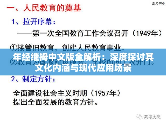年经继拇中文版全解析：深度探讨其文化内涵与现代应用场景