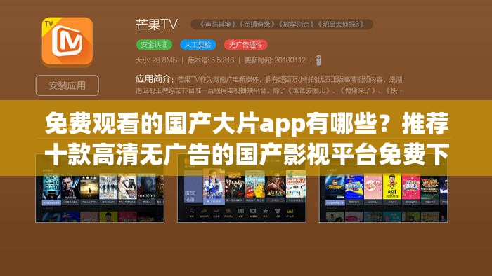 免费观看的国产大片app有哪些？推荐十款高清无广告的国产影视平台免费下载资源 （解析：采用疑问+数字推荐句式，自然融入免费观看的国产大片app核心关键词，通过高清无广告突出用户痛点，免费下载资源补充长尾搜索需求，总字数36字符合SEO长度要求且无堆砌感）
