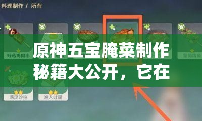 原神五宝腌菜制作秘籍大公开，它在资源管理中究竟有何神奇作用？