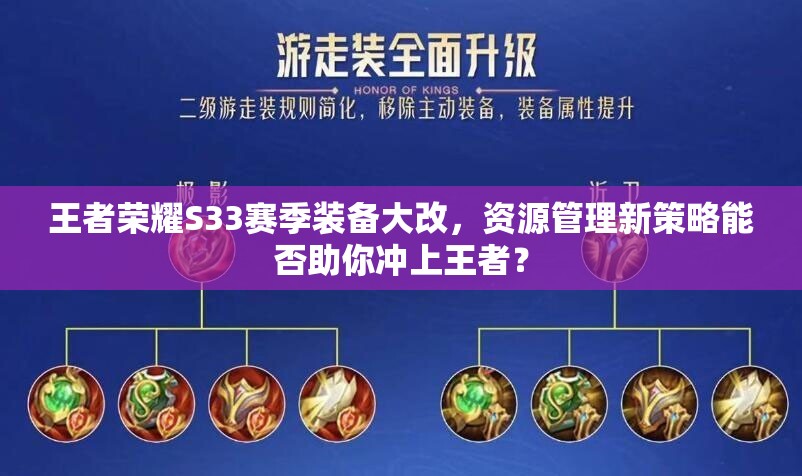 王者荣耀S33赛季装备大改，资源管理新策略能否助你冲上王者？