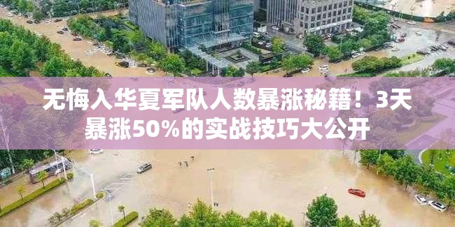 无悔入华夏军队人数暴涨秘籍！3天暴涨50%的实战技巧大公开